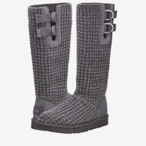 UGG Shoes - UGG Tall Solene Charcoal Knit Sweater Weather